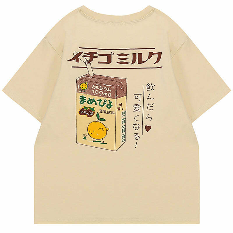 Trendy Aesthetic Milk T-Shirt for Y2K Grunge Style - Perfect for True Y2K Fashion Lovers