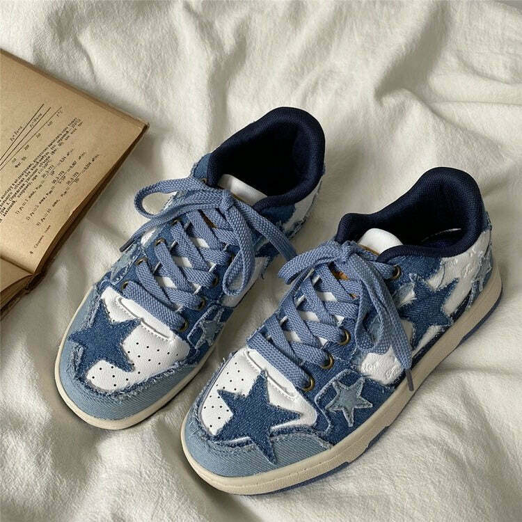 Trendy Aesthetic Sneakers for Y2K Outfits - Blue Jeans Style & Sporty Vibes