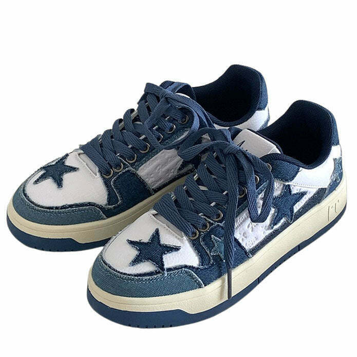 Trendy Aesthetic Sneakers for Y2K Outfits - Blue Jeans Style & Sporty Vibes