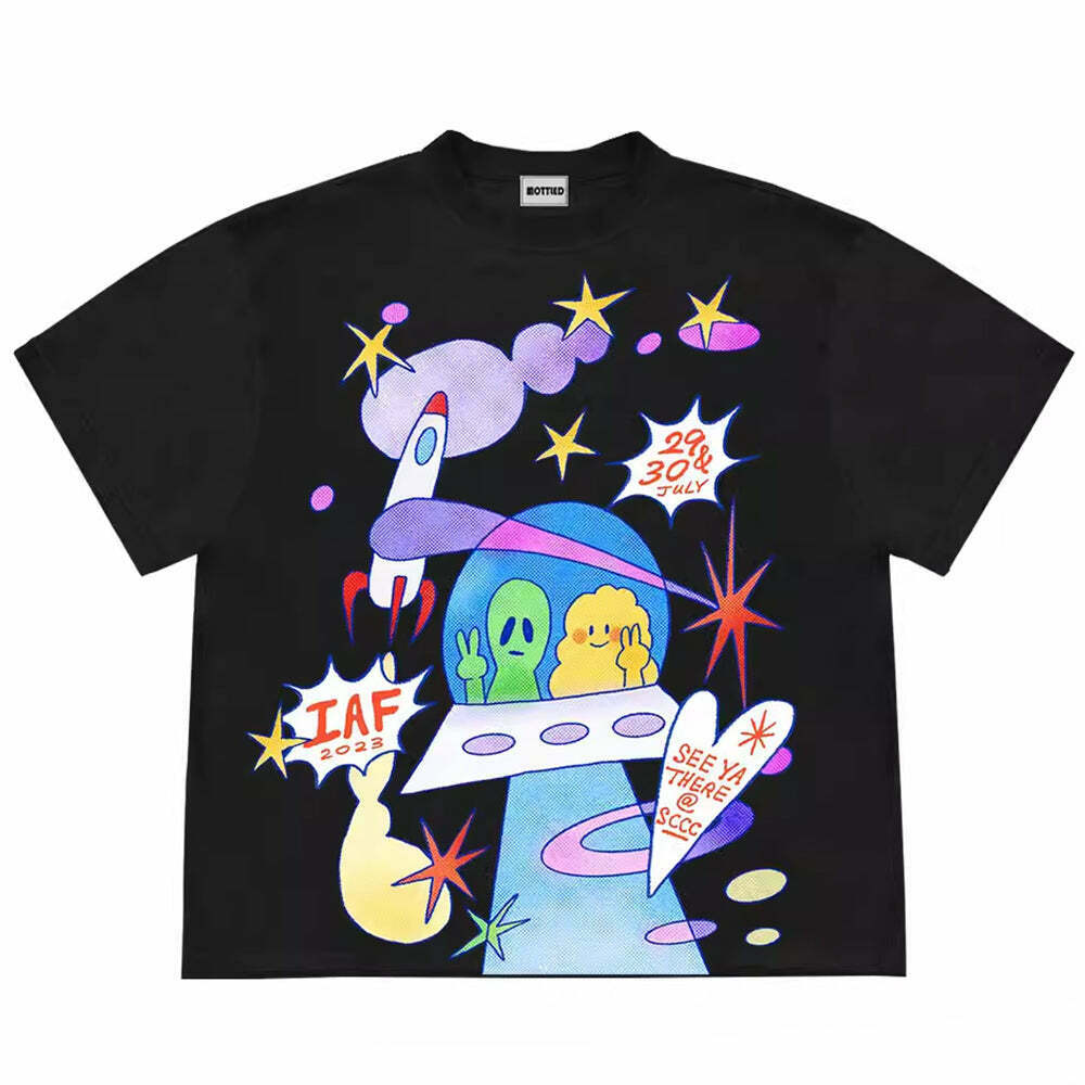 Trendy Alien Aesthetic Graphic T-Shirt for Y2K Fashion Lovers - Grunge Style Tee