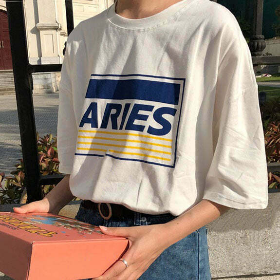 Trendy Aries T-Shirt for Y2K Fashion Lovers - Grunge Style & Unique Outfits