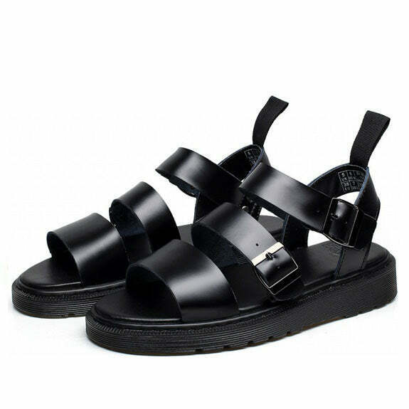 Trendy Asphalt Flat Sandals for Summer Y2K Fashion - Stylish Footwear for Gen Z Outfits