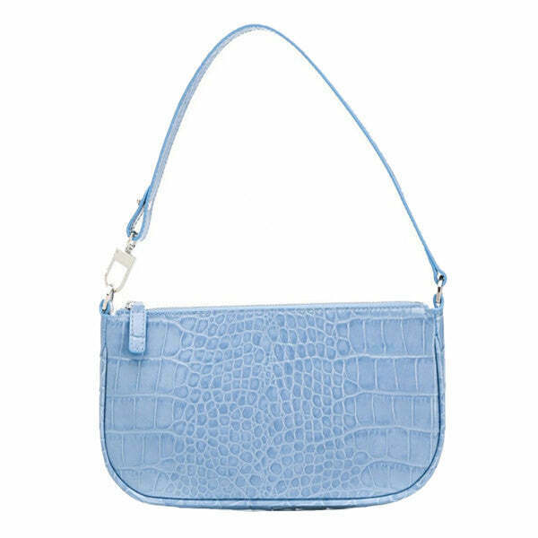 Trendy Baby Blue Baguette Bag for Y2K Fashion - Perfect for Stylish Outfits & Accessories