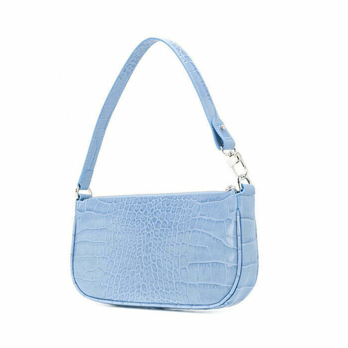 Trendy Baby Blue Baguette Bag for Y2K Fashion - Perfect for Stylish Outfits & Accessories