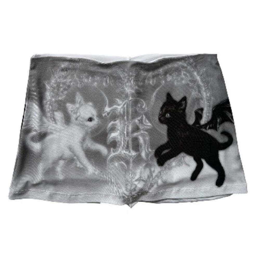 Trendy Black Cat Mini Skirt for Y2K Fashion Lovers - Perfect for Grunge and Goth Styles