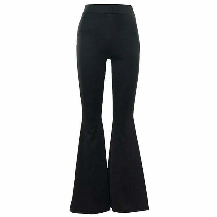 Trendy Black Flared Trousers for Women - Y2K Kpop Style & Retro 2000s Fashion