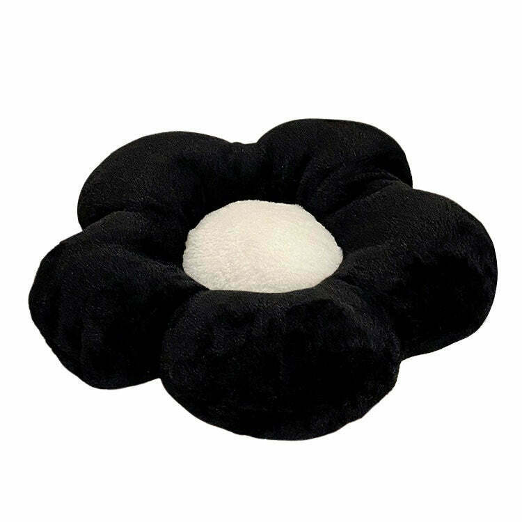 Trendy Black & White Flower Pillow for Y2K Fashion Lovers - Perfect for Stylish Home Decor