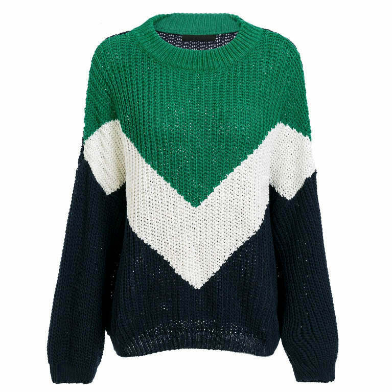 Trendy Block Stripe Jumper for Men - Embrace Y2K Fashion with Grunge Style Vibes