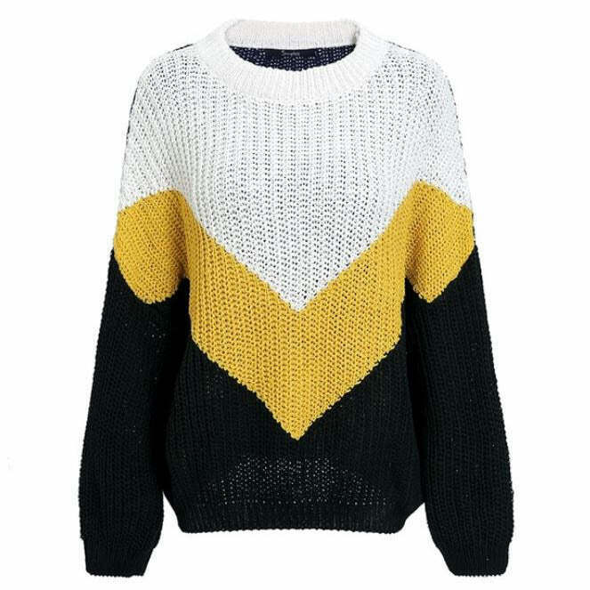 Trendy Block Stripe Jumper for Men - Embrace Y2K Fashion with Grunge Style Vibes