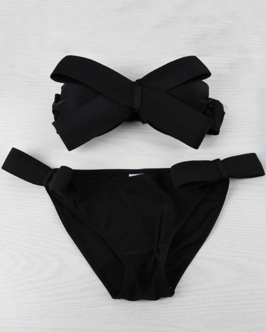 Trendy Bow Bandeau Bikini Set - Y2K Fashion for Hip Hop & Grunge Style Enthusiasts