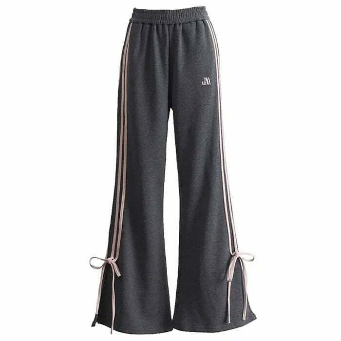 Trendy Bow Side Stripe Sweatpants for Y2K Fashion - Grunge & Cyber Style Essentials