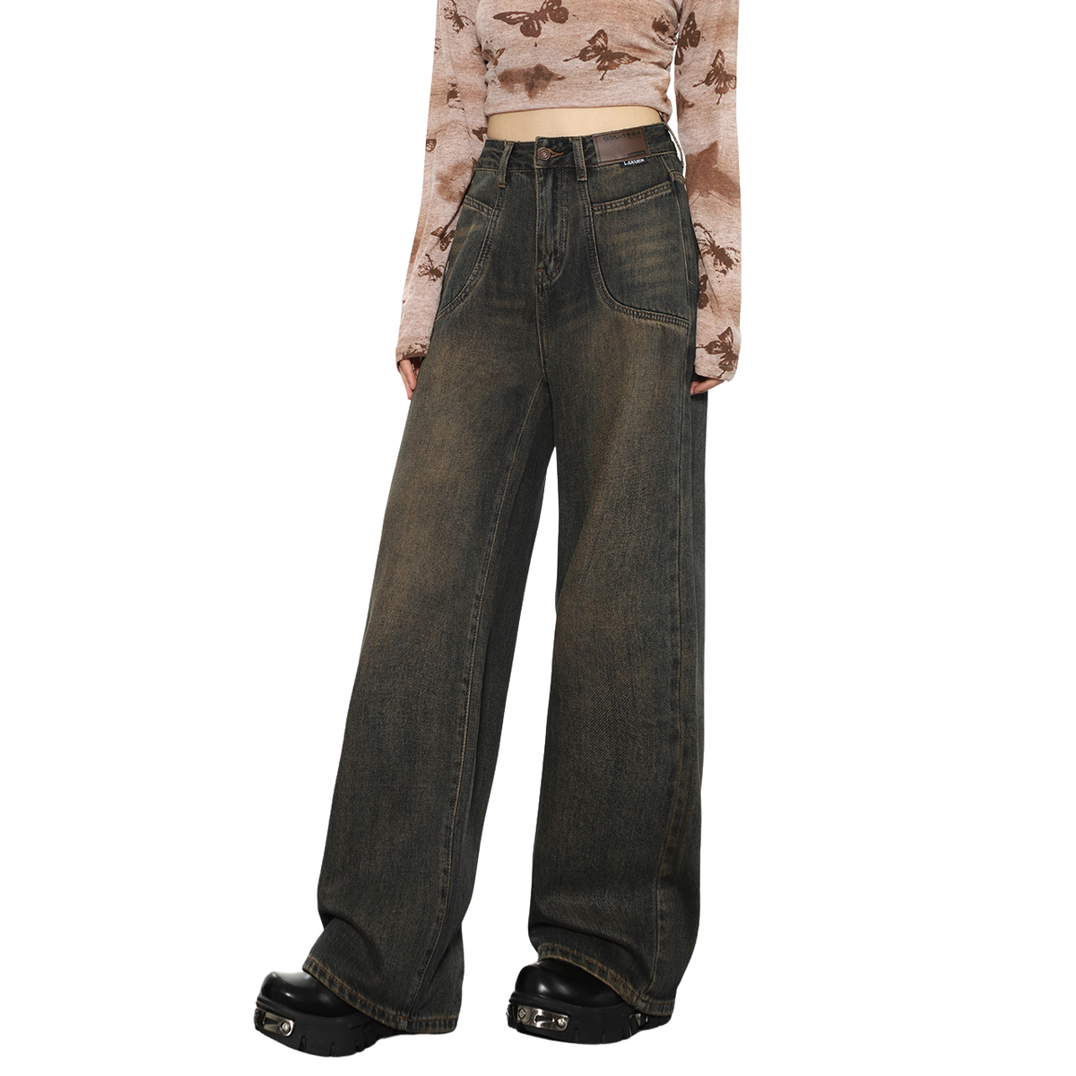 Trendy Brown Jeans for Y2K Fashion: Cyber, Punk, and Grunge Styles for a Retro Look