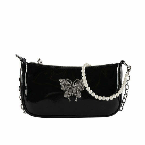 Trendy Butterfly Baguette Bag for Y2K Fashion Lovers - Perfect for Spring Outfits & Emo Style