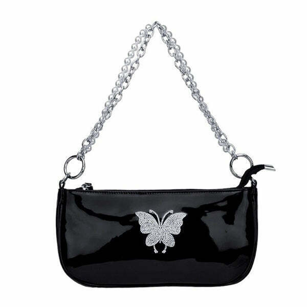 Trendy Butterfly Baguette Bag for Y2K Fashion Lovers - Perfect for Spring Outfits & Emo Style