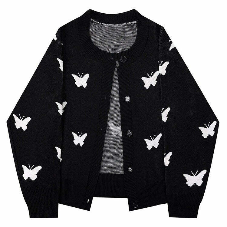 Trendy Butterfly Cardigan - Y2K Style for Women | Grunge & Alt Fashion Essential