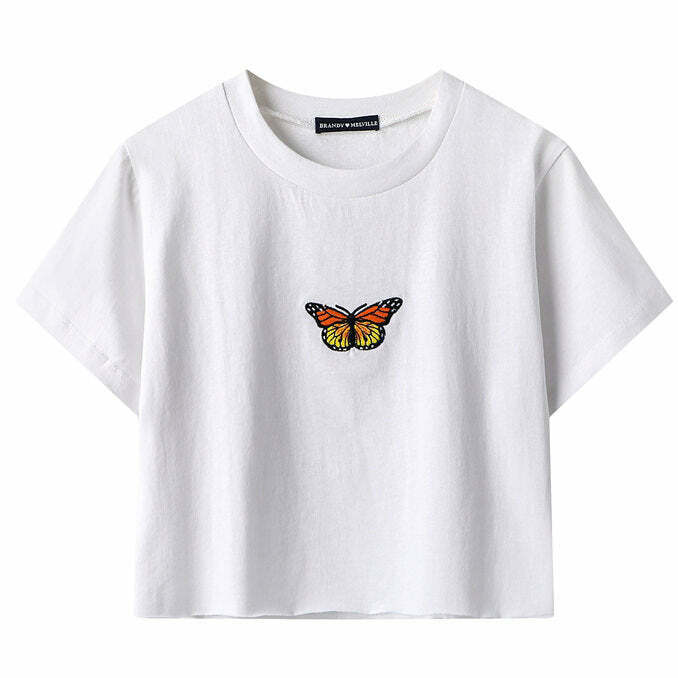 Trendy Butterfly Cropped Tee - Y2K Style Fashion for Gen Z & Retro Vibes