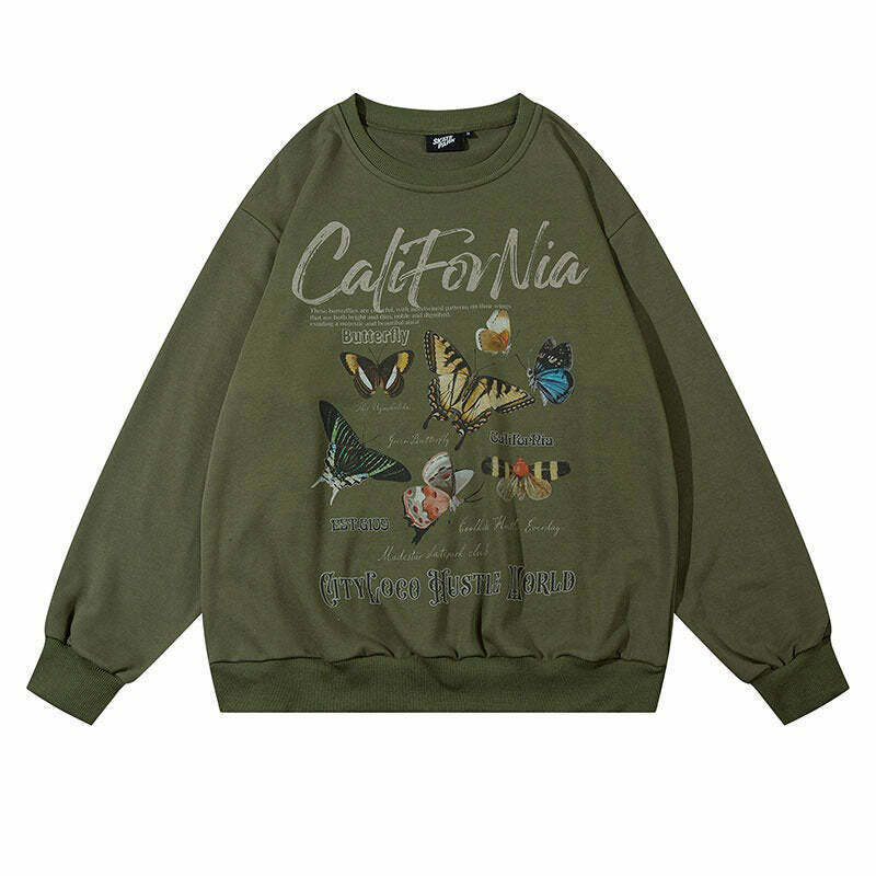 Trendy Butterfly Print Aesthetic Sweatshirt for Y2K Grunge and K-Pop Fashion Lovers