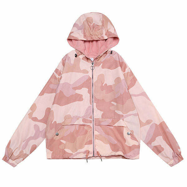 Trendy Candy Camo Jacket for Y2K Style - Baggy Camo Jacket for Ultimate Y2K Fashion