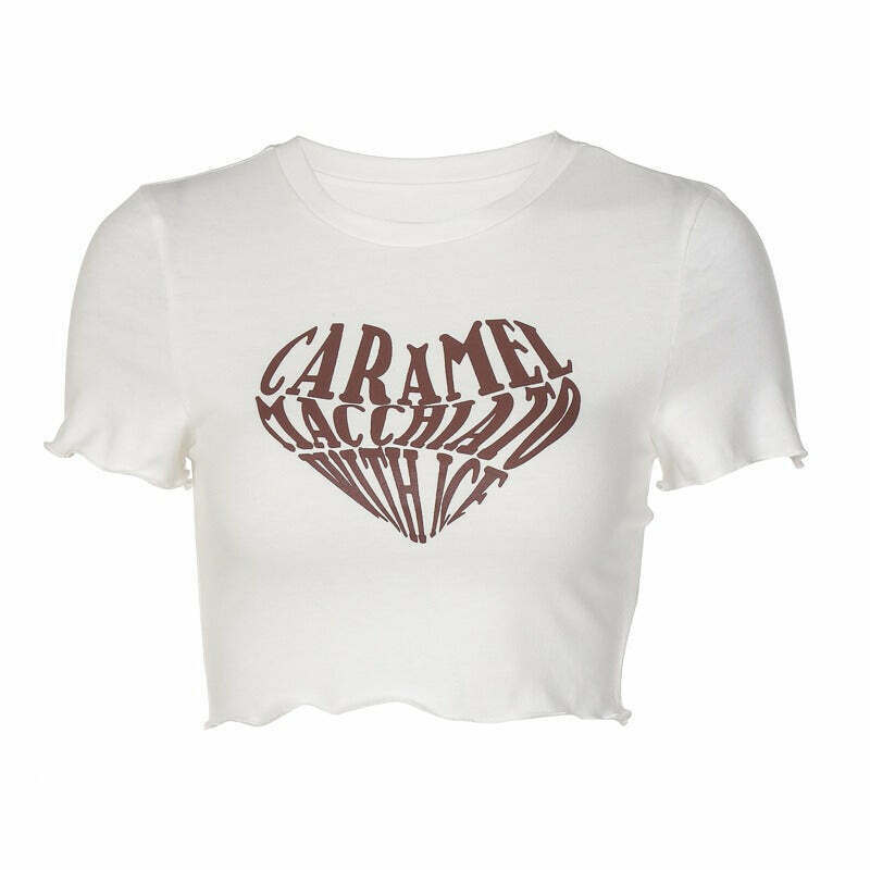 Trendy Caramel Macchiato Crop Top for Y2K Style - Perfect for Grunge and Casual Outfits