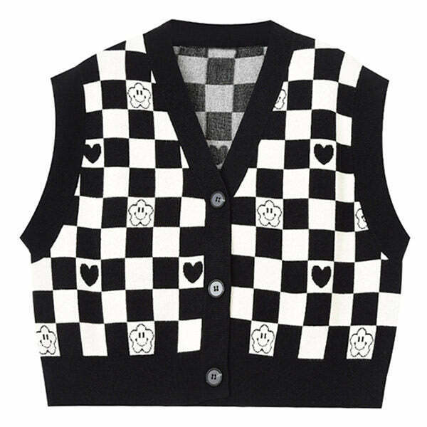 Trendy Checkerboard Cropped Vest for Men - Y2K Fashion Style for Modern Outfits