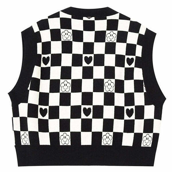 Trendy Checkerboard Cropped Vest for Men - Y2K Fashion Style for Modern Outfits