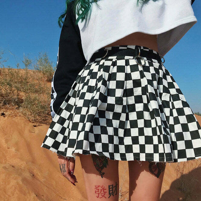 Trendy Checkered Mini Skirt for Women - Y2K Fashion Essential for Casual and Grunge Looks