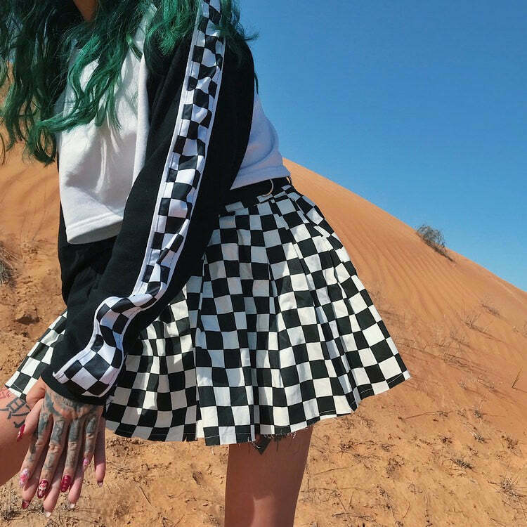 Trendy Checkered Mini Skirt for Women - Y2K Fashion Essential for Casual and Grunge Looks