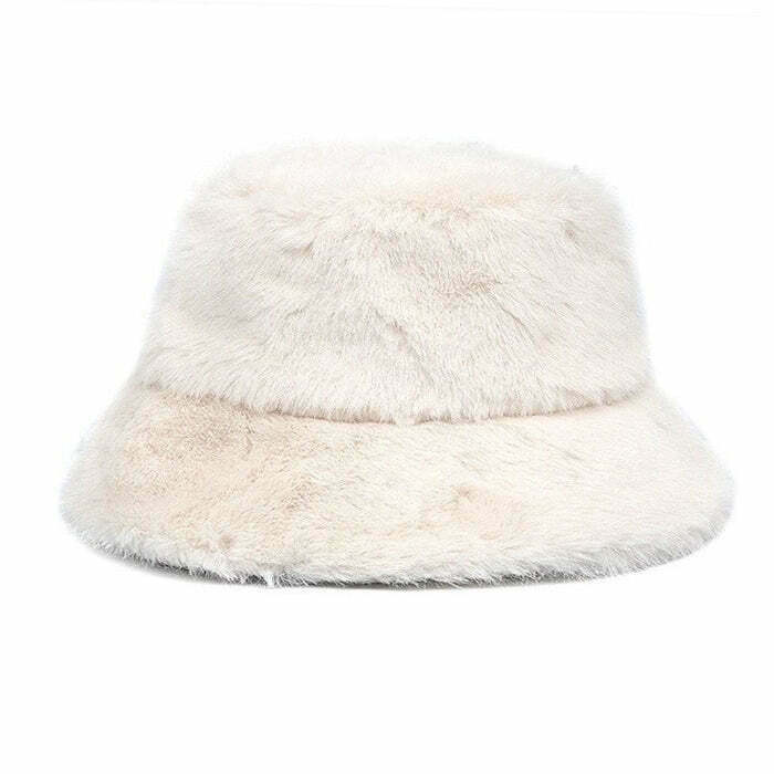 Trendy Clean Girl Fluffy Bucket Hat - Y2K Style Grunge Fashion for Effortless Outfits