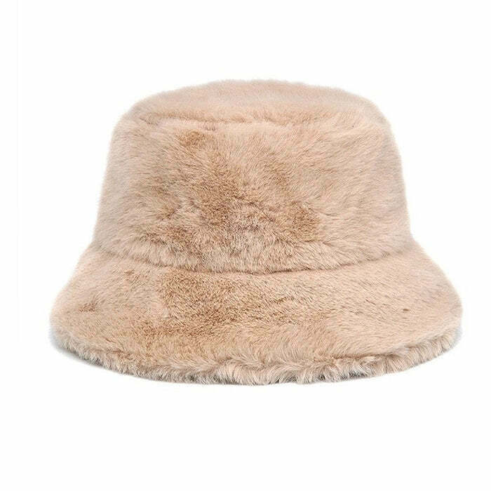 Trendy Clean Girl Fluffy Bucket Hat - Y2K Style Grunge Fashion for Effortless Outfits