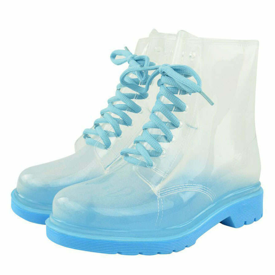 Trendy Clear Lace Up Boots for Women - Original Y2K Style for Fashionable Night Outfits