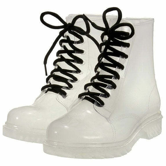 Trendy Clear Lace Up Boots for Women - Original Y2K Style for Fashionable Night Outfits