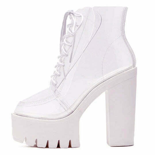 Trendy Clear Lace Up Heels for Y2K Fashion Lovers - Perfect for Stylish Outfits in 2024