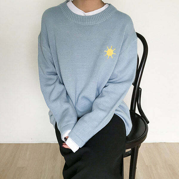 Trendy Cloudy Sweater for Y2K Grunge Style - Perfect for Spring Outfits & Baggy Looks