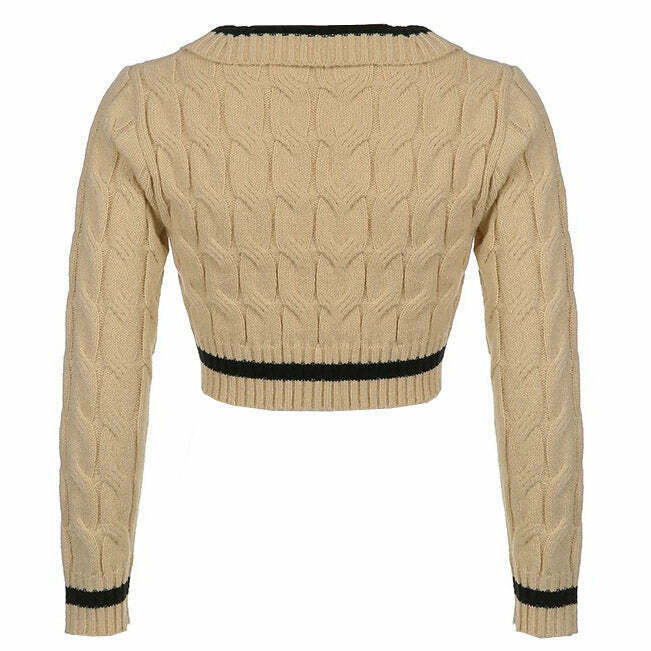 Trendy Coffee Cream Cropped Sweater - Y2K Style for Retro and Indie Fashion Lovers