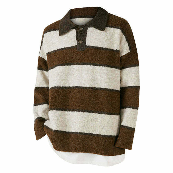 Trendy Coffee Shop Striped Pullover - Edgy Y2K Fashion for Winter & Party Outfits