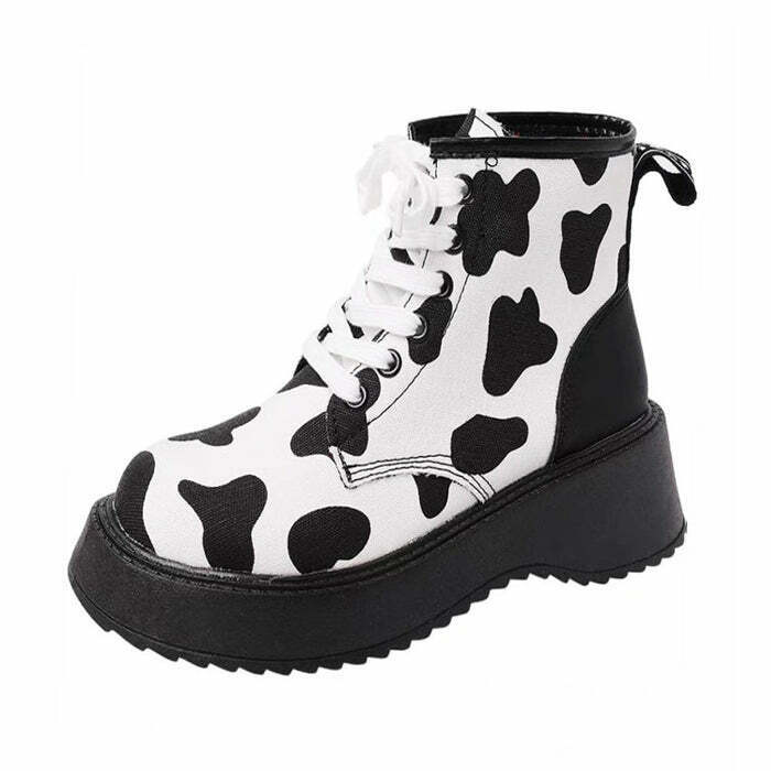 Trendy Cow Print Boots for Y2K Fashion - Iconic Club Clothing & Stylish Footwear