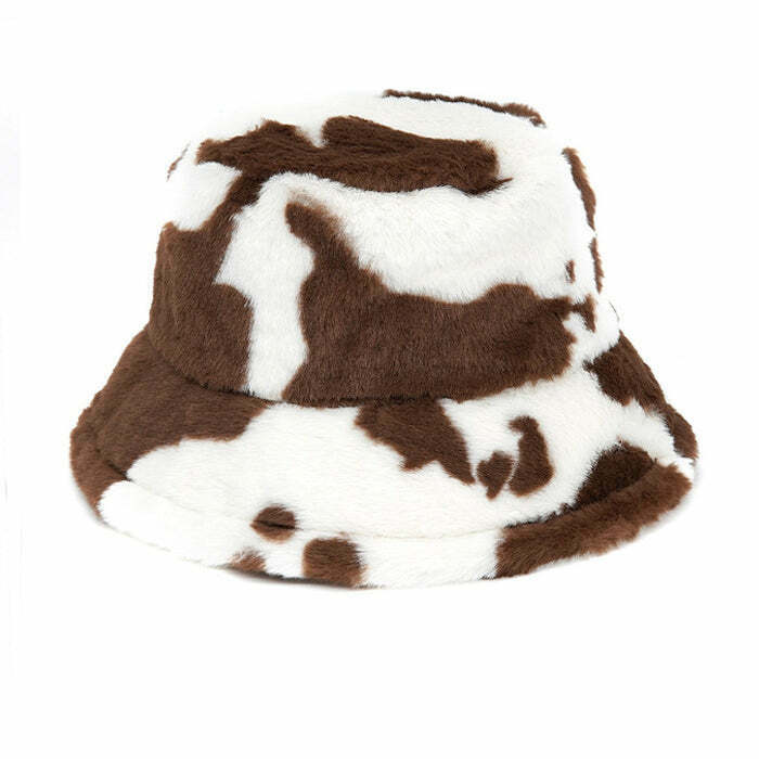 Trendy Cow Print Bucket Hat for Y2K Fashion - Perfect for Roblox Outfits & Grunge Style