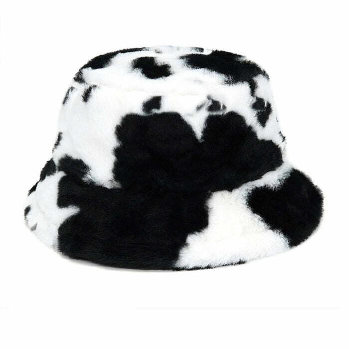 Trendy Cow Print Bucket Hat for Y2K Fashion - Perfect for Roblox Outfits & Grunge Style