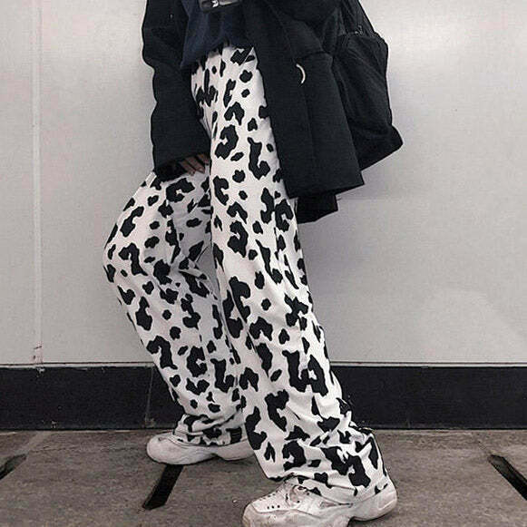 Trendy Cow Print Pants for Y2K Fashion - Grunge & Indie Style for Gen Z Outfits