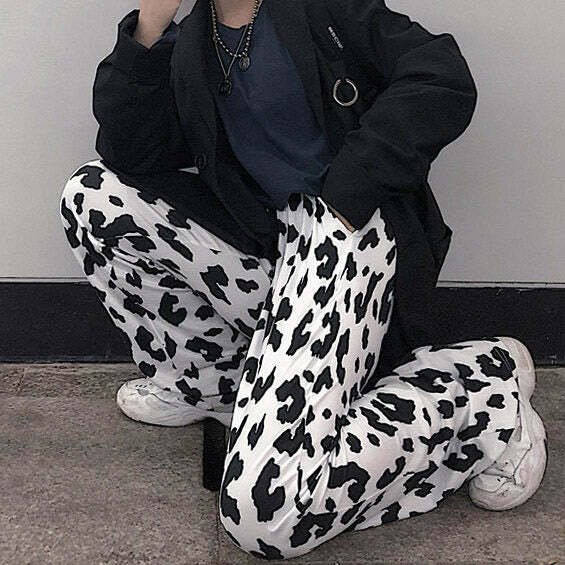 Trendy Cow Print Pants for Y2K Fashion - Grunge & Indie Style for Gen Z Outfits