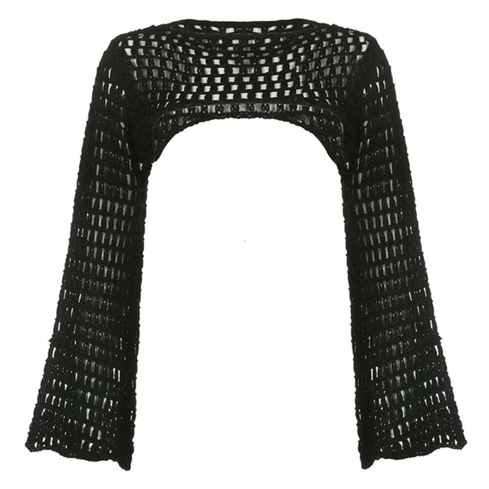 Trendy Crochet Bolero Shrug Top for Y2K Style - Perfect for Modern Grunge Fashion