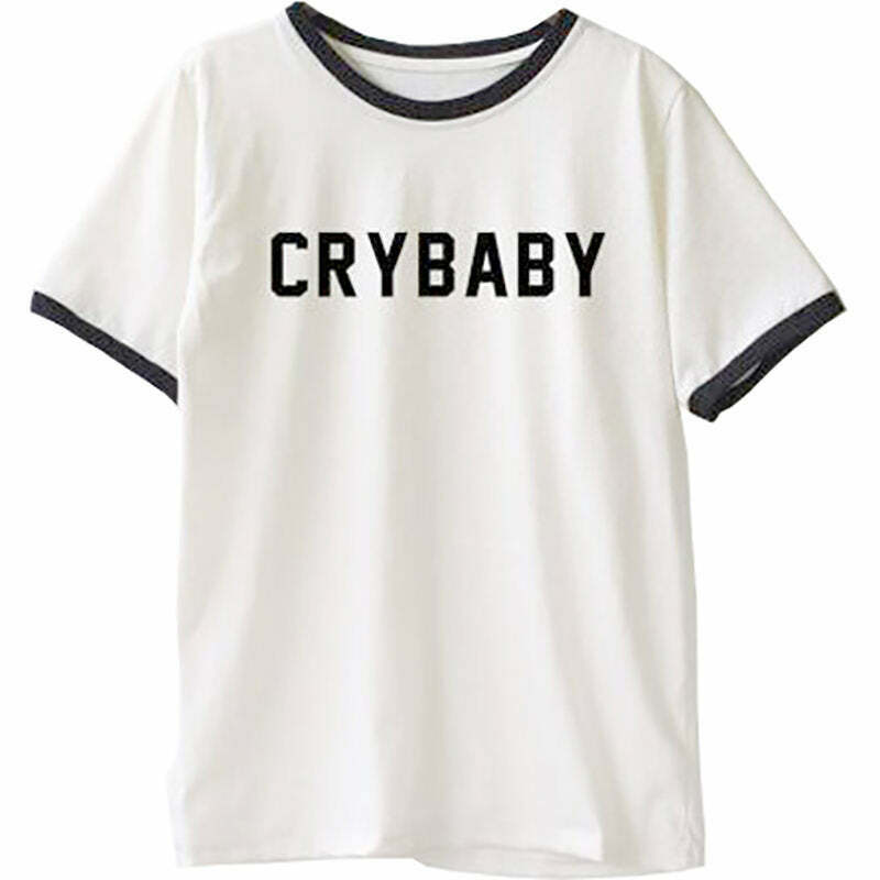 Trendy Crybaby T-Shirt for Y2K Dark Fashion - Stylish Grunge Outfit for Winter Wear