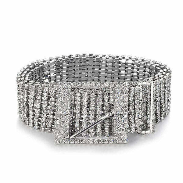 Trendy Crystal Chain Belt for Y2K Fashion - Perfect for Cyber Grunge and Retro Outfits