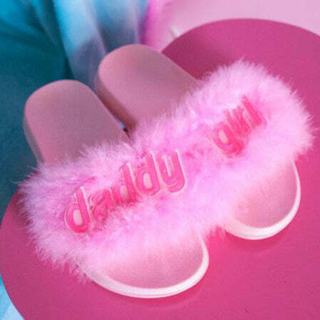 Trendy Daddy Girl Fur Sandals for Y2K Grunge Style - Perfect for Spring 90s Fashion Outfits