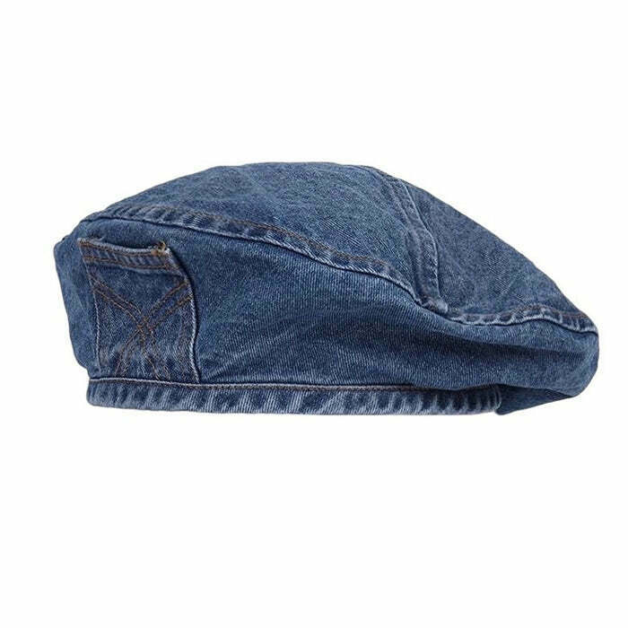 Trendy Denim Beret Hat for Y2K Style: Perfect Accessory for Grunge and Summer Outfits