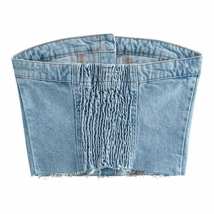 Trendy Denim Corset Top for Y2K Couples - Gothic & Grunge Style for Summer Fashion