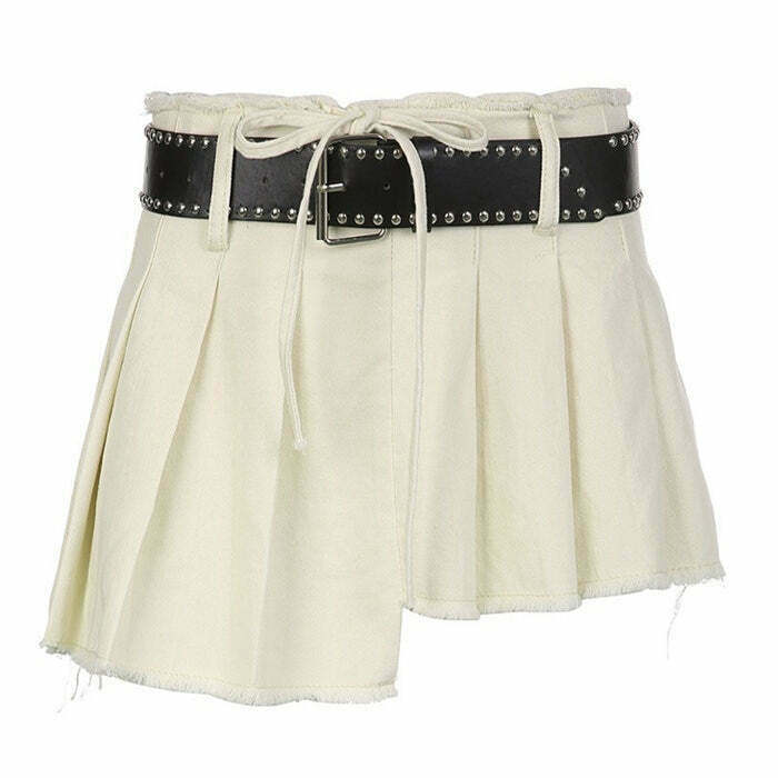 Trendy Distressed Mini Skirt for Y2K Fashion Lovers - Grunge Style & Retro Vibes