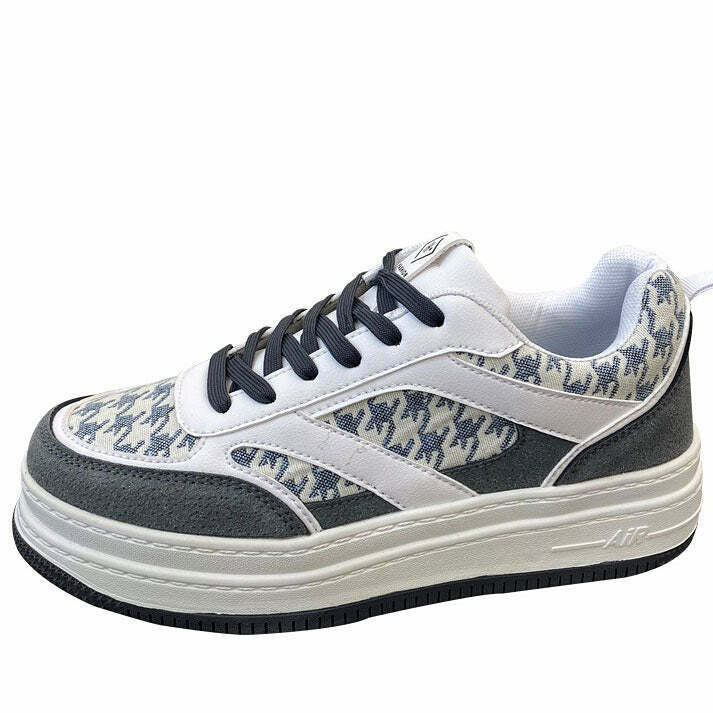 Trendy Dogtooth Check Aesthetic Sneakers for Y2K Fashion & 2000s Popstar Style