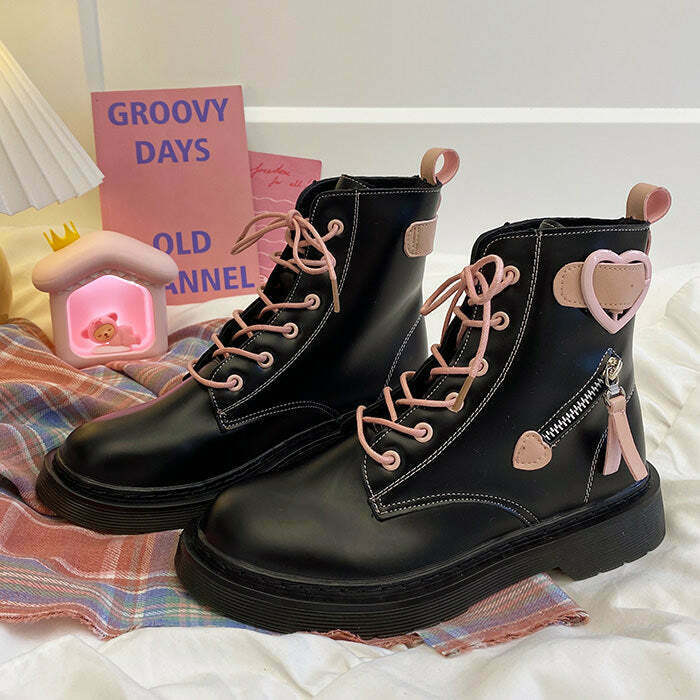 Trendy Emo Aesthetic Boots for Y2K Grunge Style - Perfect for Fashion-Forward Looks