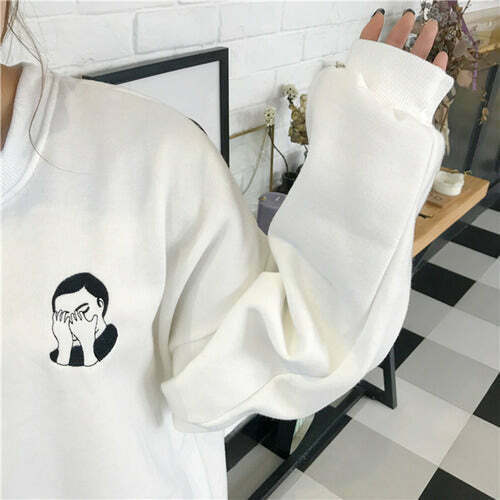 Trendy Facepalm Sweatshirt for Y2K Fashion Lovers - Perfect for Grunge and Couple Outfits